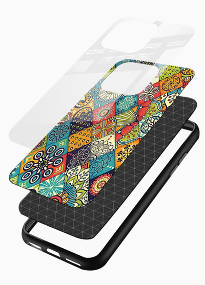 Color Patch Medley colorful patch pattern glossy vibrant premium glass back cover - Angle Layers