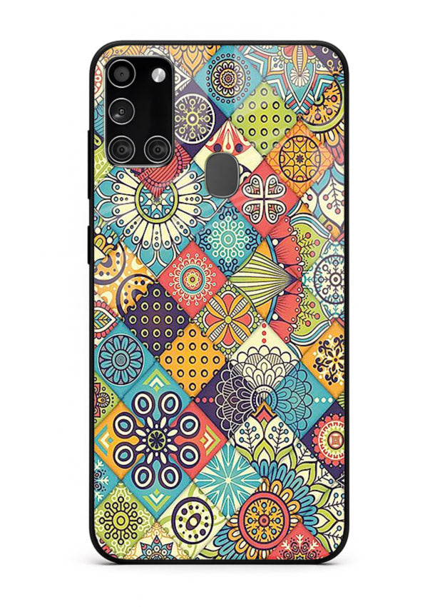 Color Patch Medley colorful patch pattern Samsung A21s glass back cover