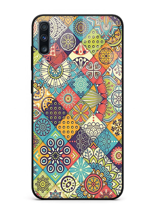 Color Patch Medley colorful patch pattern Samsung A50 glass back cover