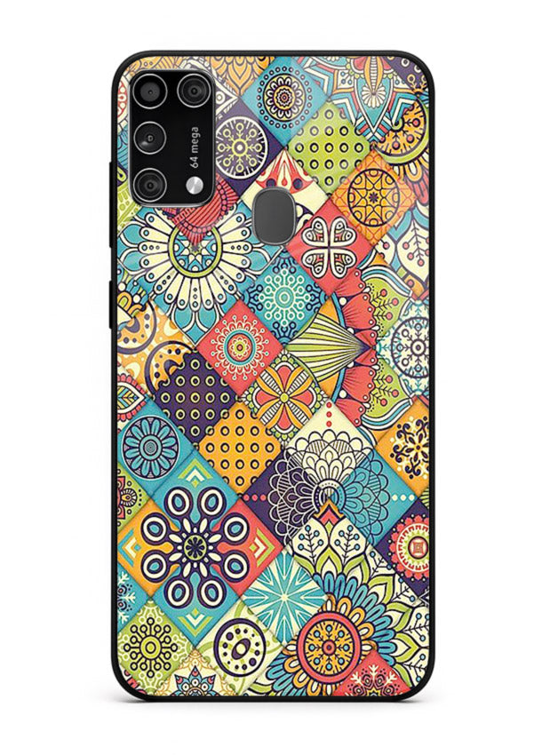 Color Patch Medley colorful patch pattern Samsung M31 Prime glass back cover