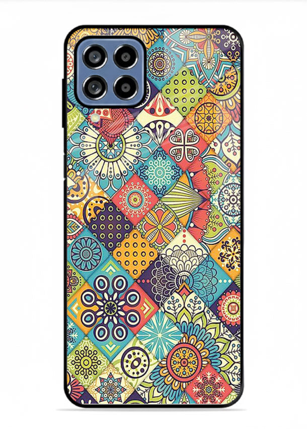 Color Patch Medley colorful patch pattern Samsung F62 glass back cover
