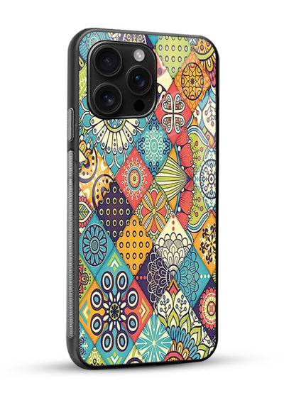 Color Patch Medley colorful patch pattern glossy vibrant premium glass back cover - Angle Side