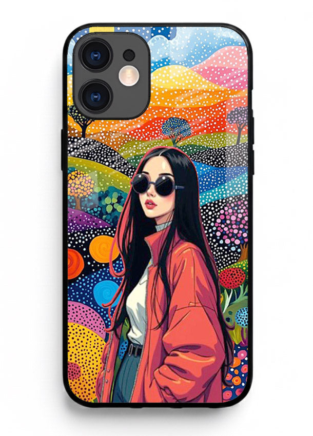 Color Splash Woman vibrant artwork iphone 12 glass back cover