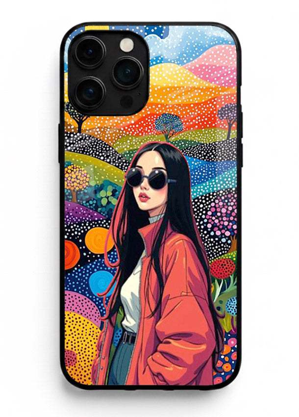Color Splash Woman vibrant artwork iphone 12 pro glass back cover