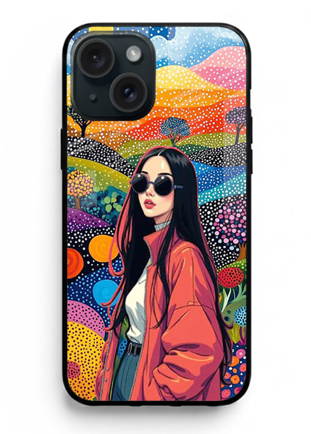 Color Splash Woman vibrant artwork iphone 13 mini glass back cover