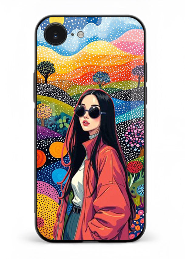 Color Splash Woman vibrant artwork iphone 16e glass back cover