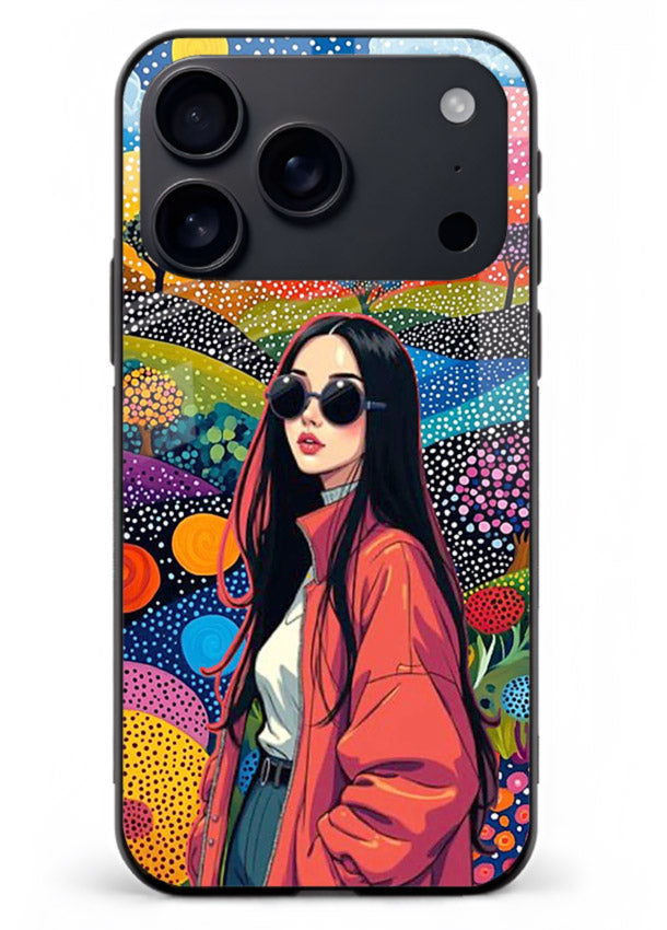 Color Splash Woman vibrant artwork iphone 18 pro glass back cover