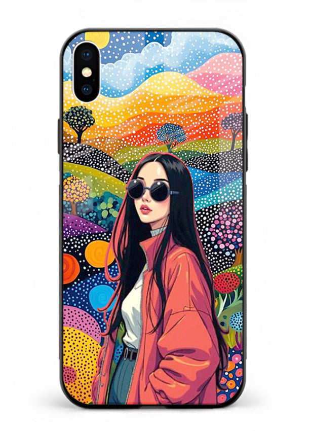 Color Splash Woman vibrant artwork iphone xs glass back cover