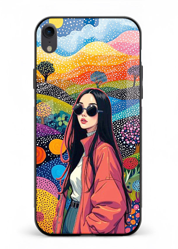 Color Splash Woman vibrant artwork iphone xr glass back cover