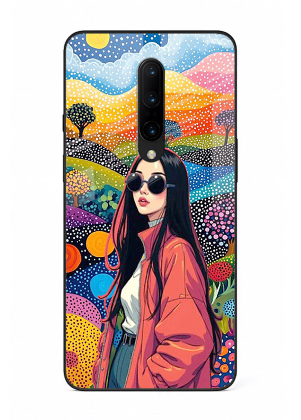 Color Splash Woman vibrant artwork OnePlus 8 glass back cover