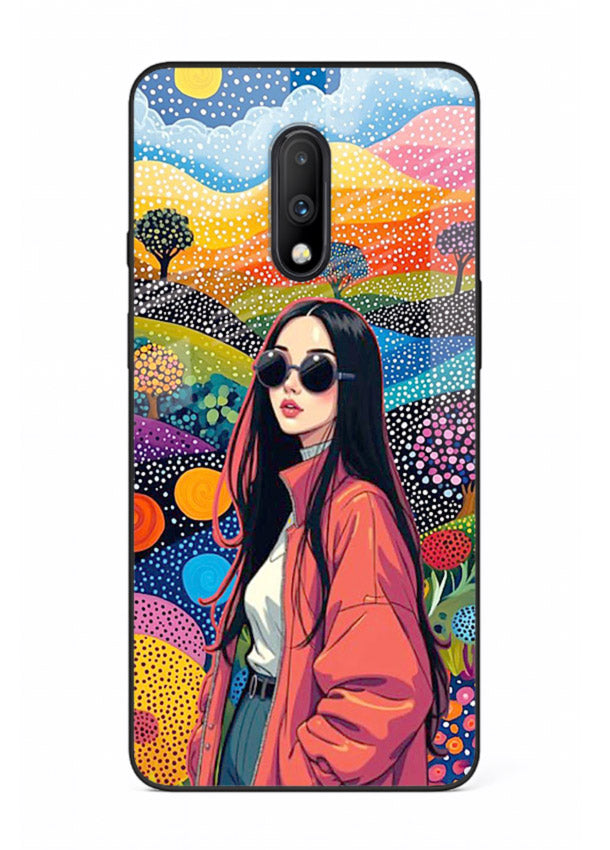 Color Splash Woman vibrant artwork OnePlus 7 glass back cover