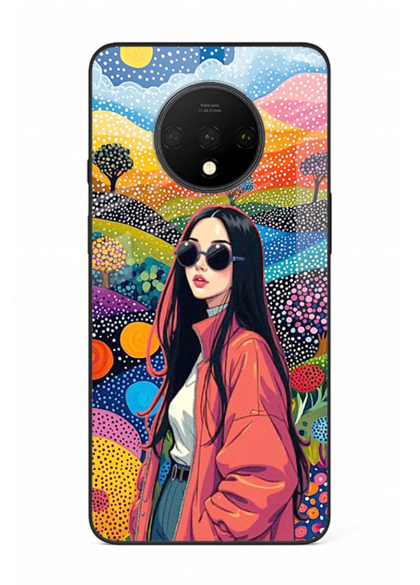 Color Splash Woman vibrant artwork OnePlus 7T glass back cover