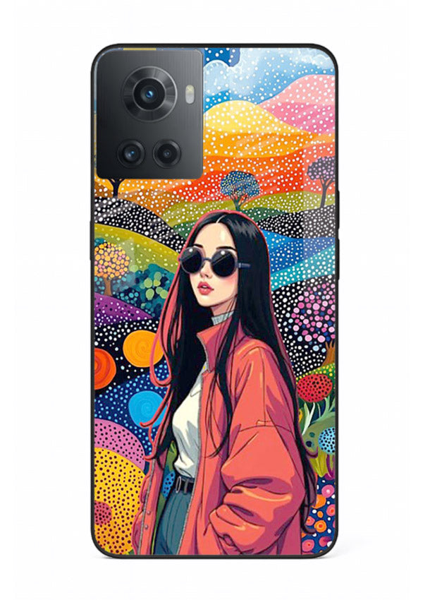 Color Splash Woman vibrant artwork OnePlus 10R glass back cover