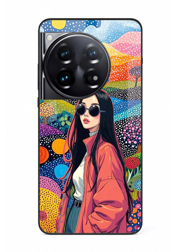 Color Splash Woman vibrant artwork OnePlus 12 glass back cover