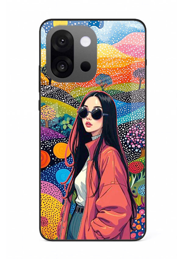 Color Splash Woman vibrant artwork OnePlus 13s glass back cover