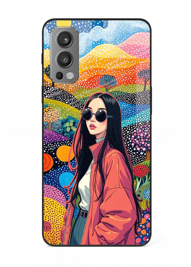 Color Splash Woman vibrant artwork OnePlus Nord 2 glass back cover