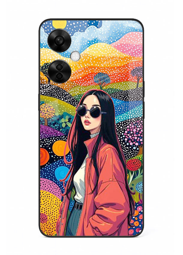 Color Splash Woman vibrant artwork OnePlus Nord CE3 Lite glass back cover