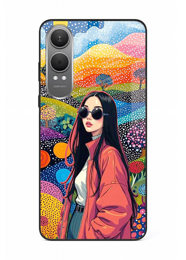 Color Splash Woman vibrant artwork OnePlus Nord CE4 Lite glass back cover