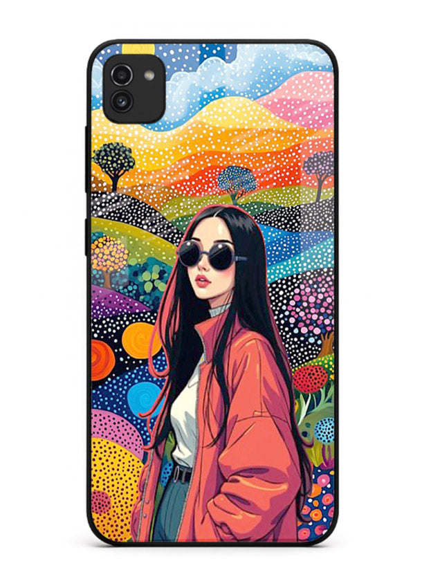 Color Splash Woman vibrant artwork Samsung A03 glass back cover