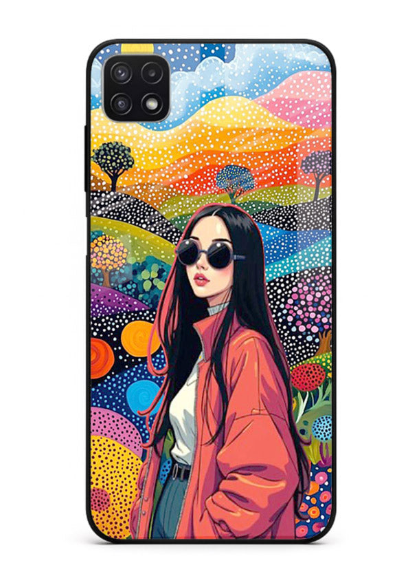 Color Splash Woman vibrant artwork Samsung A22 5G glass back cover
