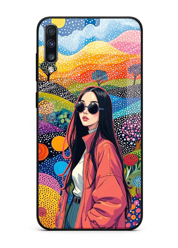 Color Splash Woman vibrant artwork Samsung A70 glass back cover