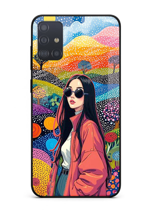 Color Splash Woman vibrant artwork Samsung A71 glass back cover