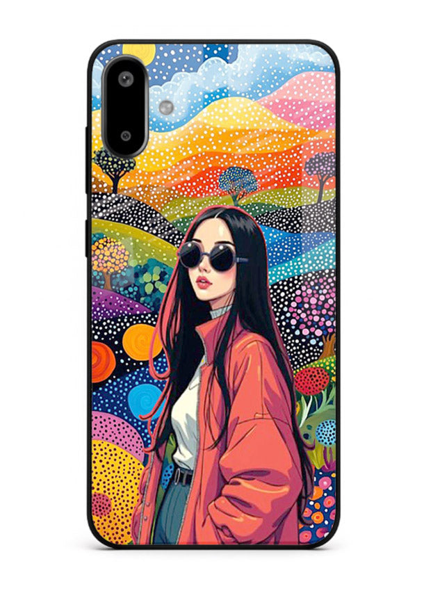 Color Splash Woman vibrant artwork Samsung F06 5G glass back cover