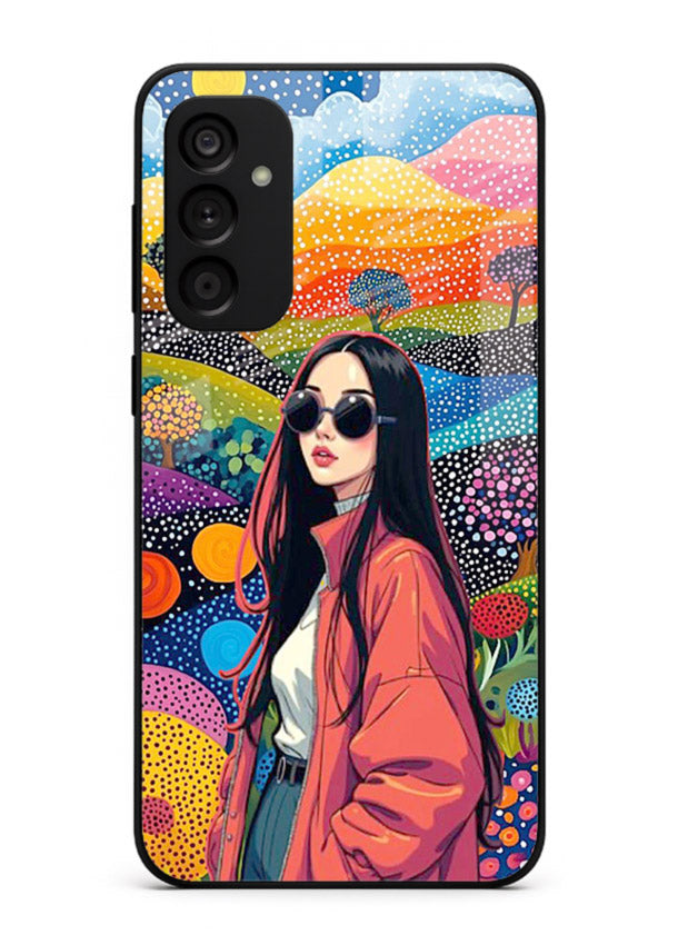 Color Splash Woman vibrant artwork Samsung A34 5G glass back cover