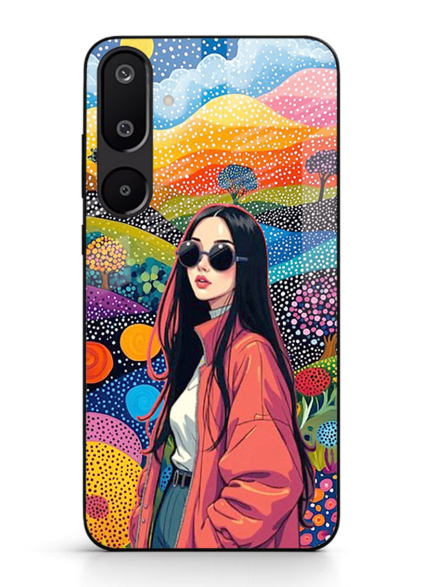 Color Splash Woman vibrant artwork Samsung F16 5G glass back cover