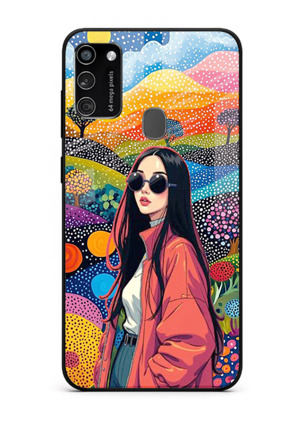 Color Splash Woman vibrant artwork Samsung M30s glass back cover