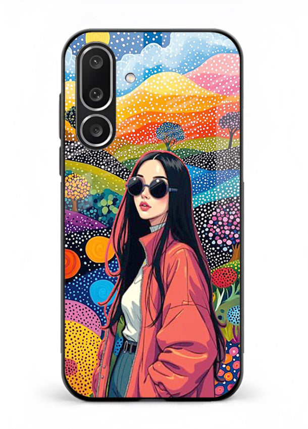 Color Splash Woman vibrant artwork Samsung M56 5G glass back cover