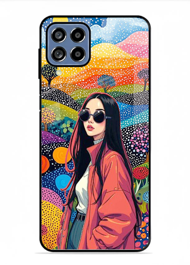 Color Splash Woman vibrant artwork Samsung F62 glass back cover