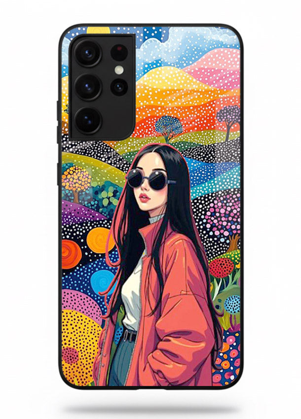 Color Splash Woman vibrant artwork Samsung S21 Ultra glass back cover