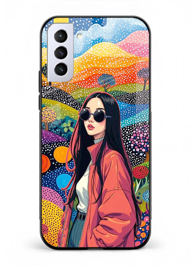 Color Splash Woman vibrant artwork Samsung S21 FE glass back cover