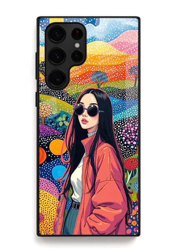 Color Splash Woman vibrant artwork Samsung S23 Ultra glass back cover
