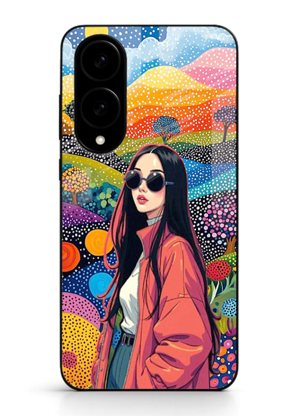 Color Splash Woman vibrant artwork Samsung S25 Edge glass back cover