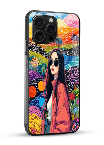 Color Splash Woman vibrant artwork glossy vibrant premium glass back cover - Angle Side