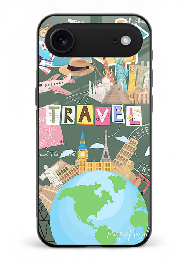 Colorful Travel Collage sticker artwork iphone 17 air glass back cover