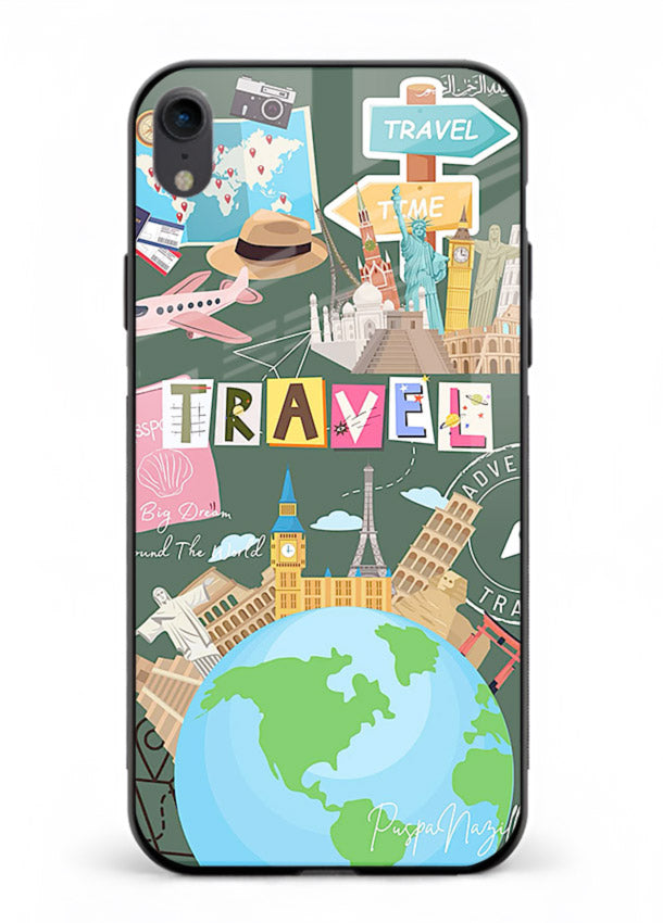 Colorful Travel Collage sticker artwork iphone xr glass back cover