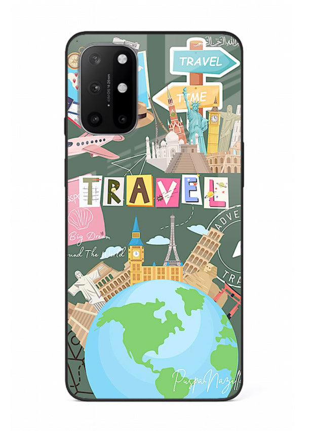 Colorful Travel Collage sticker artwork OnePlus 8T glass back cover