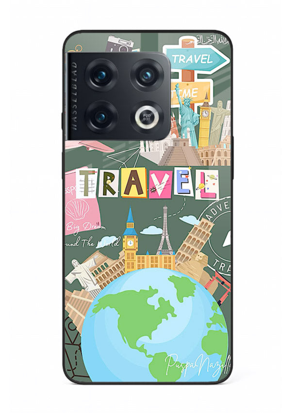 Colorful Travel Collage sticker artwork OnePlus 10 Pro glass back cover