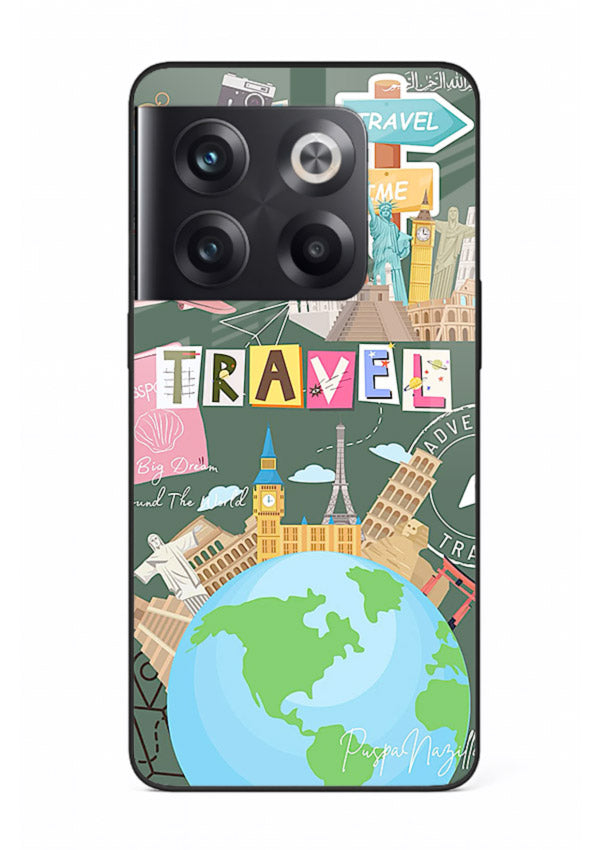 Colorful Travel Collage sticker artwork OnePlus 10T glass back cover