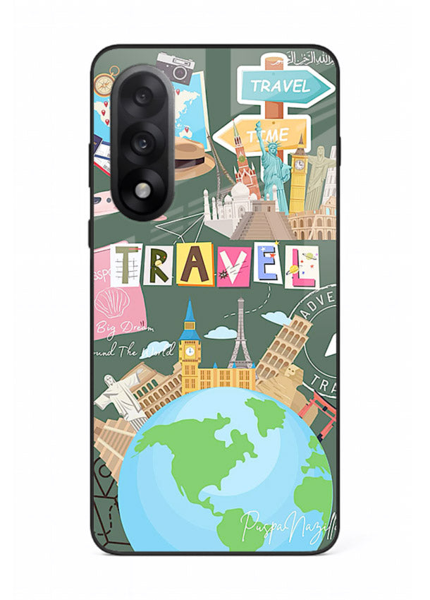 Colorful Travel Collage sticker artwork OnePlus Nord 5 glass back cover