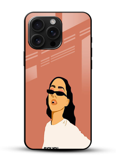 Cool Girl Tee trendy girl artwork glossy vibrant premium glass back cover - Angle Front