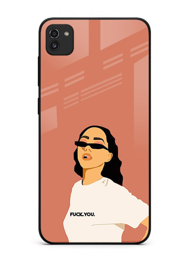 Cool Girl Tee trendy girl artwork Samsung A03 glass back cover