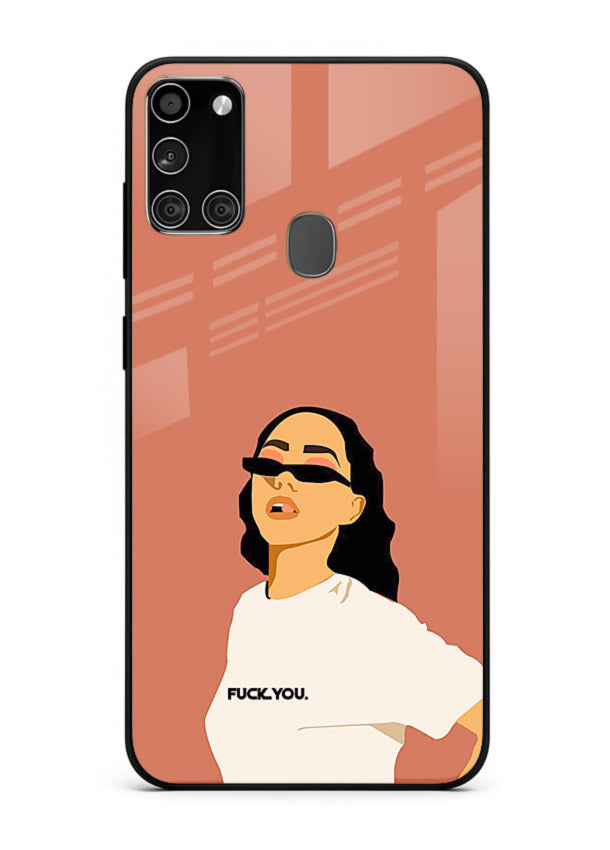 Cool Girl Tee trendy girl artwork Samsung A21s glass back cover