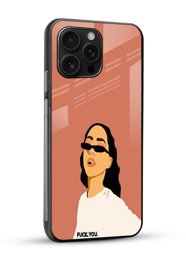 Cool Girl Tee trendy girl artwork glossy vibrant premium glass back cover - Angle Side