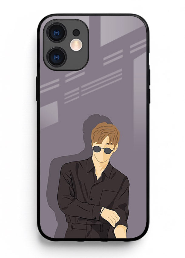 Cool Sunglasses Guy portrait artwork iphone 11 glass back cover