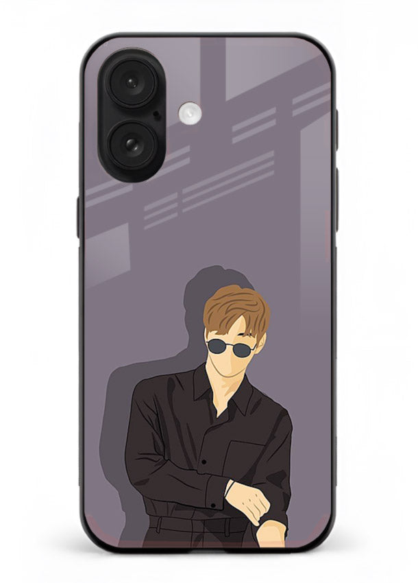 Cool Sunglasses Guy portrait artwork iphone 17 glass back cover