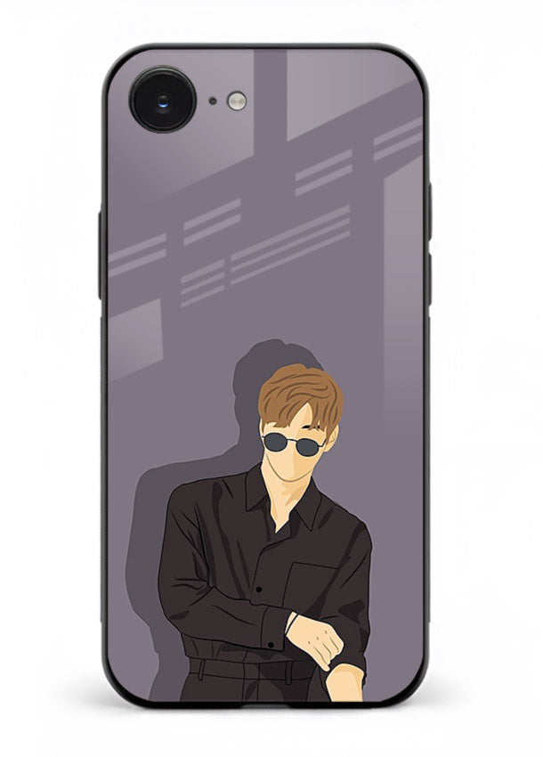 Cool Sunglasses Guy portrait artwork iphone 16e glass back cover